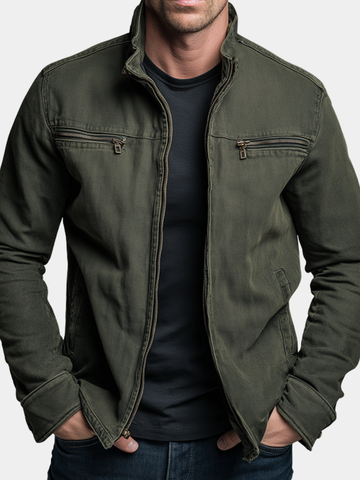 Harrison | Men's Zipped Pockets Washed Cotton Canvas Jacket