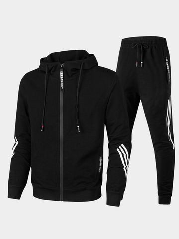 Harrison | Men's Side Stripe Detail Zip Through Hooded Tracksuit
