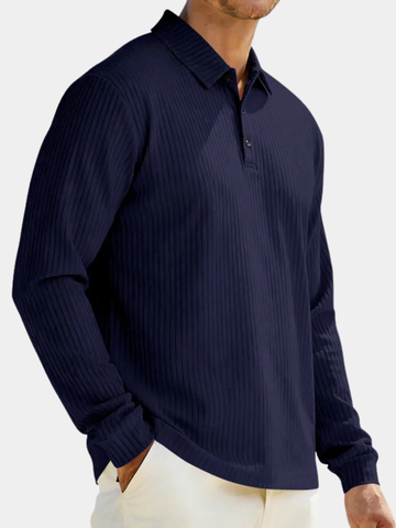 Alistair | Men's Long Sleeve Knitted Polo Shirt