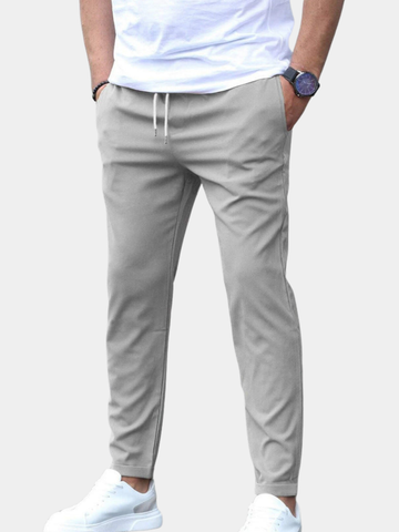 Leren | Men's Elastic Waist Drawstring Chino Trousers