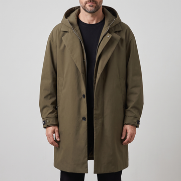 Harrison | Men's Zip & Button Front Hooded Trench Coat