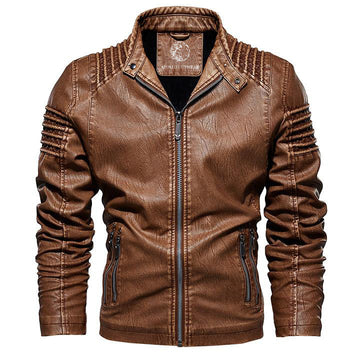 Arthur | Men's Rugged Biker Style Quilted Shoulders Leather Jacket