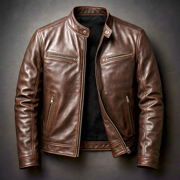 Marcus | Men's Zip Pockets Leather Biker Jacket