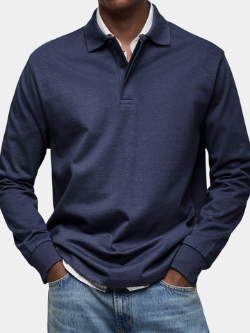 Julian | Men's Fine Knit Long Sleeve Polo Shirt