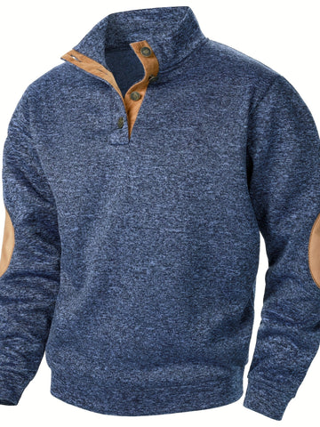 Oliver | Men's Button with Elbow Patches Neck Jumper