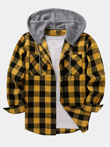 Omni | Men's  Checked Flannel Hooded Shirt
