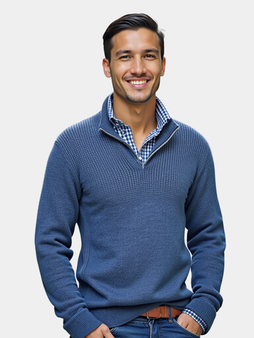 Zuren | Men's  Ribbed Half Zip Knitted Jumper