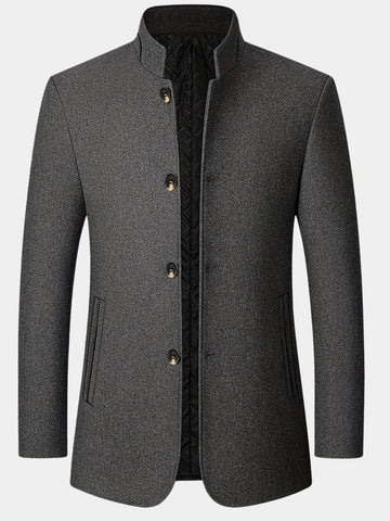 Charlie | Men's Stand Collar Wool Blend Overcoat