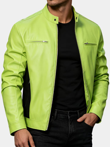 Liam | Men's  Faux Leather Zip Pockets Biker Jacket