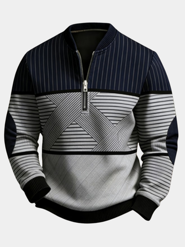 Thomas | Men's Geometric Striped Half Zip Jumper