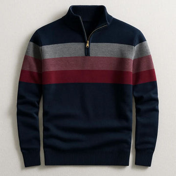 Hary | Men's Block Striped Quarter Zip Knit Jumper
