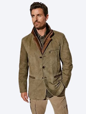 Harrison | Men's Leather Collar Trim Field Jacket