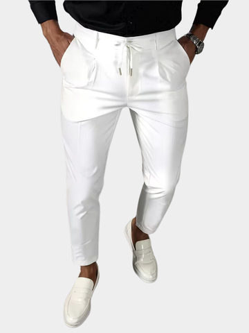 David | Men's Pleated Tapered Ankle Length Drawstring Trousers