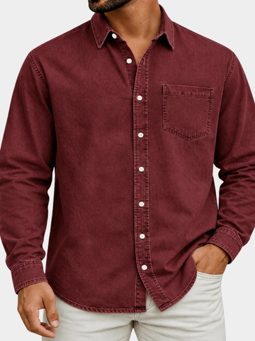 Arthur | Men's Washed Cotton Long Sleeve Henley Shirt