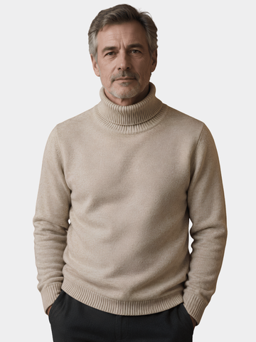 Josh | Men's Cotton Ribbed Roll Neck Knit Jumper