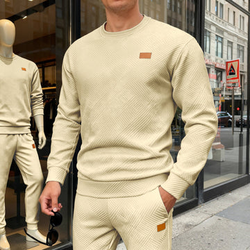 Archie | Men's Textured Waffle Knit Crew Neck Jumper