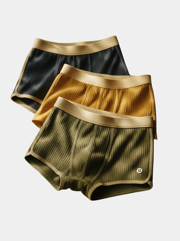 Ethan | Men's 3 Pack Organic Cotton Ribbed Boxer Trunks