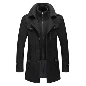 Henrik | Men's 2 in 1 Zip Funnel Collar Wool Overcoat
